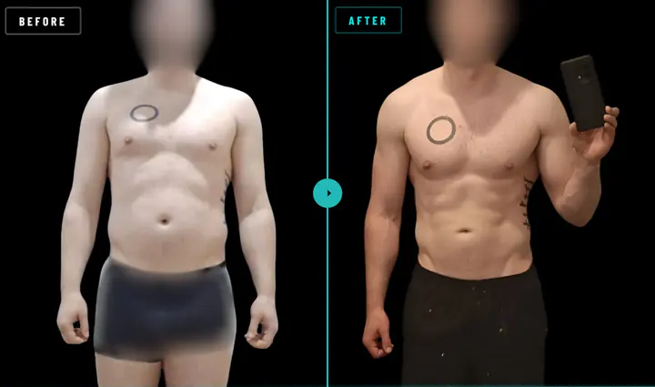 Peter, before and after: 10kg lost in 24 weeks